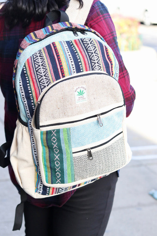 FAST SHIPPING !!! High quality Hemp and Cotton mixed made in Nepal Rucksack Backpack for men and women