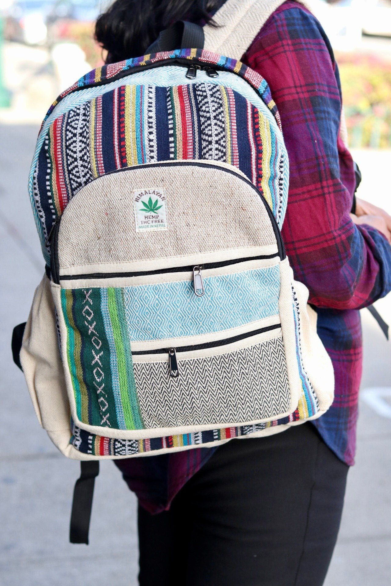 FAST SHIPPING !!! High quality Hemp and Cotton mixed made in Nepal Rucksack Backpack for men and women